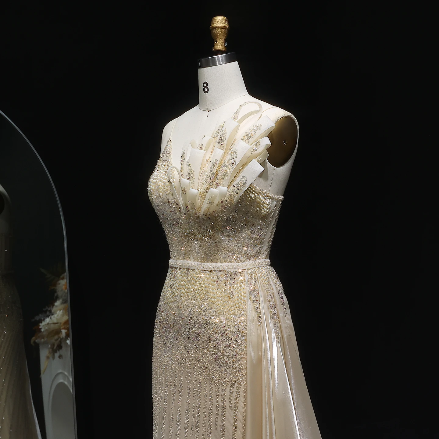 Sharon Said Luxe Roze Zeemeermin Avondjurken met 3D Bloemen Saliegroen voor Vrouwen Bruiloft Prom Jassen SS094 Aangepaste