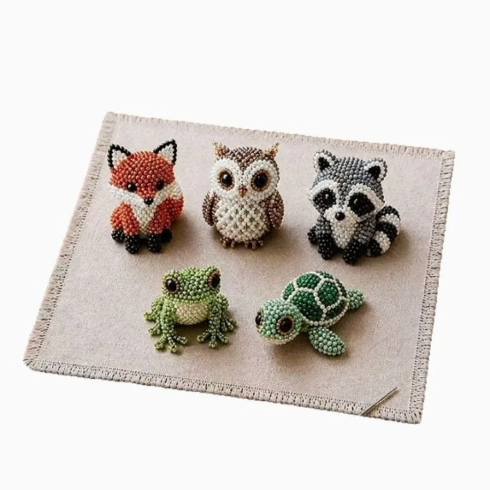 Animal Shape 3D Beaded Animal Kit Handmade with Colorful Beads DIY Bead Craft Kit Craft 3D Beaded Ornament Set Home Decor