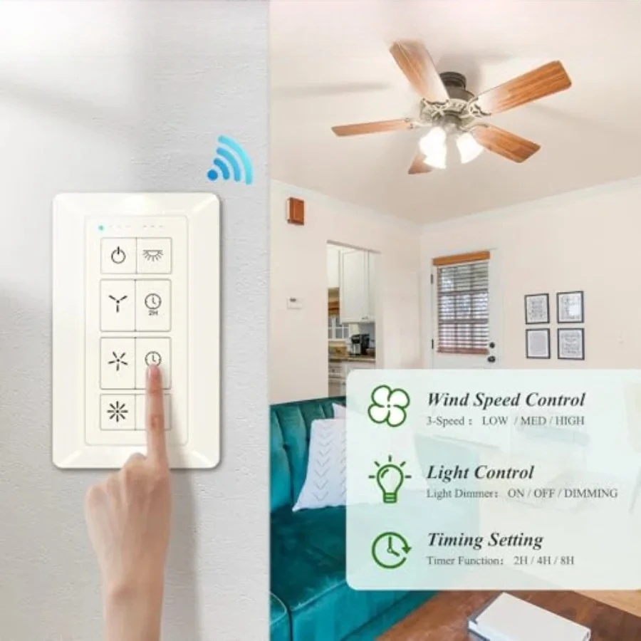 Universal Smart Ceiling Fan Remote Control and Light Dimmer, 3 Speed with 2-8h Timming, Smart Home Devices That Compatible with