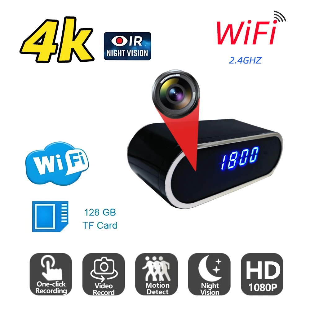 

1080P Mini Clock Camera Night Vision Camera with WiFi Home Indoor 1080P Full HD Video Nanny Mini Wall Clock Camera