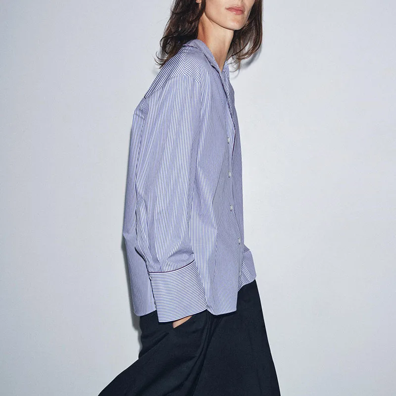 الأساسية Sle طويلة Sve الياقة irt مع اللون Blo تقليم جديد وصول المرأة Faion الخريف جمع 8-25 سنة #4