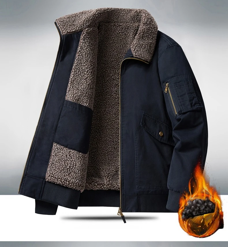 Chaqueta de estilo militar de invierno para hombre con forro polar grueso para actividades al aire libre Ocasiones informales de negocios con protección cálida