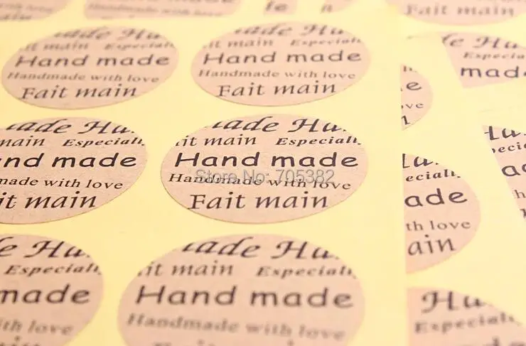 100pcs/lot Dia 3.5cm Kraft Paper Gift seal sticker Handmade Packing labels Stationery stickers bakery supplies (SS-1449)
