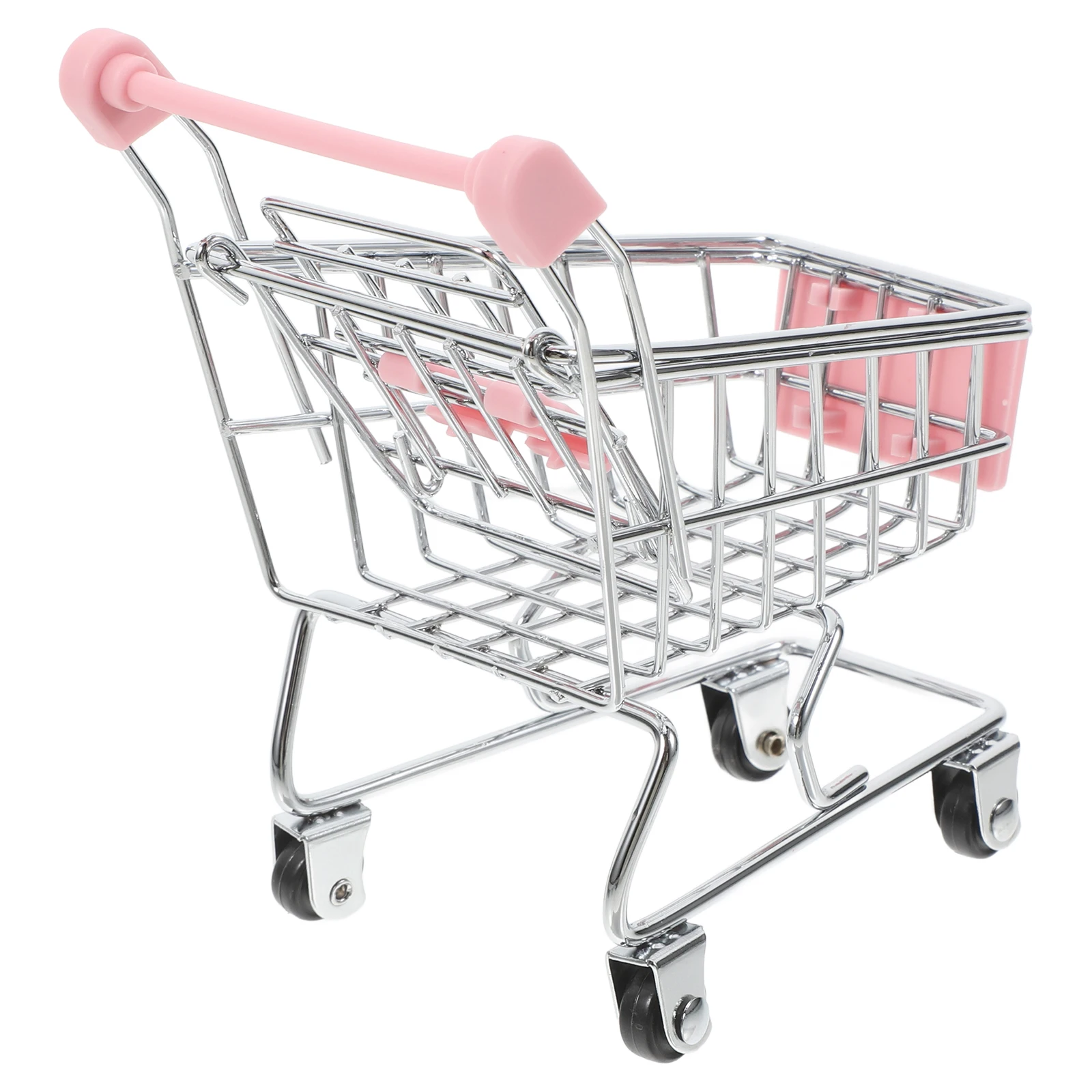 Shopping Cart Mini Basket Kids Trolley Toy Desk Miniature Child Wrought Iron Grocery Pink Children's Supermarket