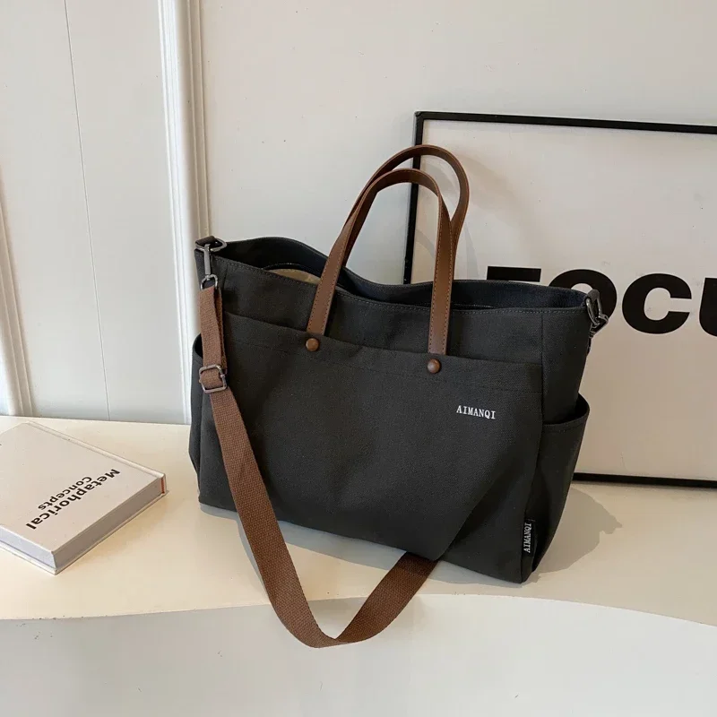 

Large Capacity Sewing Thread Tote Bags Casual Solid 2024 Hot Sale Bags for Women Interior Zipper Pocket Canvas Women's Handbags