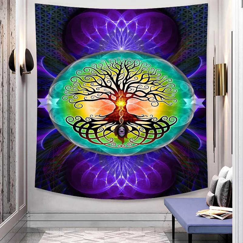 

Psychedelic Trees Abstract Tapestry Mandala Wall Hanging Witchcraft Background Cloth Living Room Carpet Lace Hippie Table Mat