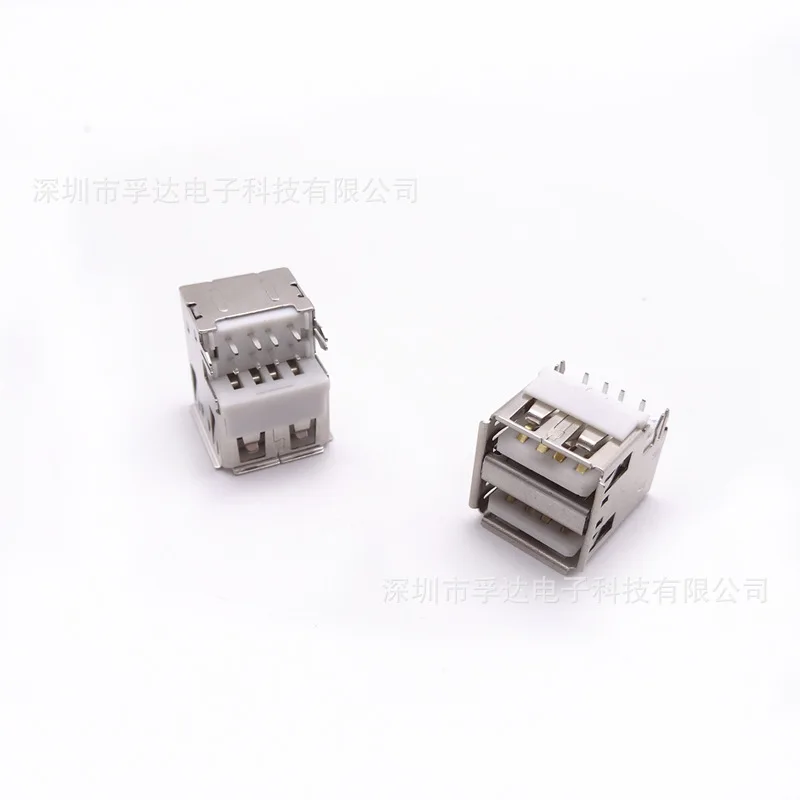 For  USB female seat, double-layer sinking board 90° plug-in board 17.0 long curling usb2 0 double-layer sinking board