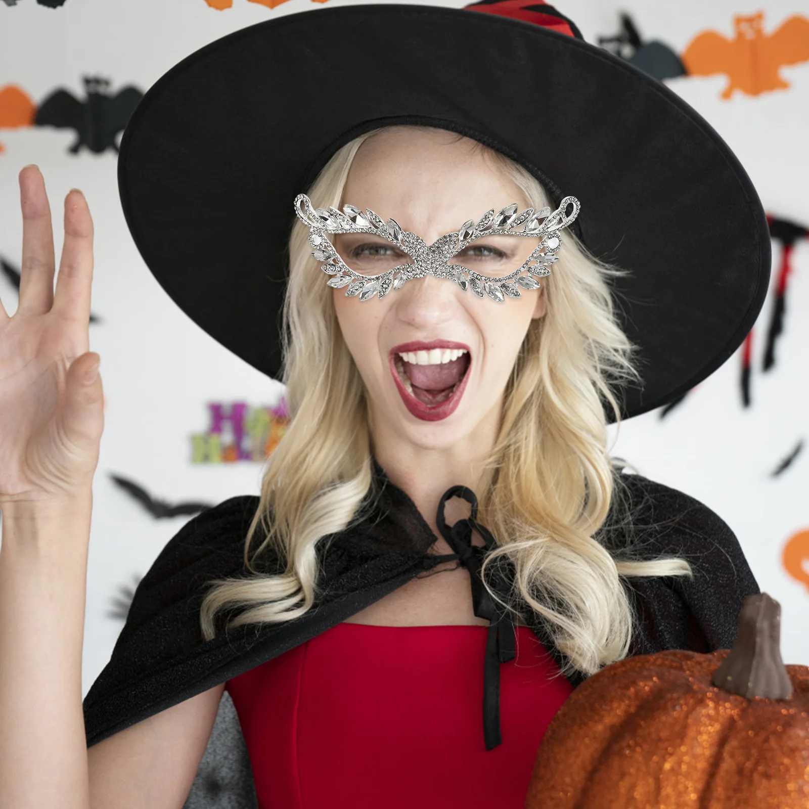 Masque de mascarade en strass, Costume d'halloween, robe fantaisie de fête, masque de bal pour femmes, accessoire de carnaval de danse Cosplay