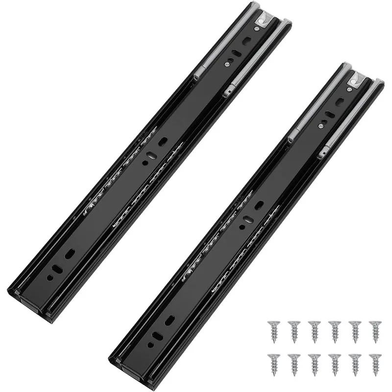 

10 Pairs 24 Inch Soft Close Drawer Slides, Ball Bearing Full Extension Dresser Slides, Side Mount Heavy Duty Black Draw
