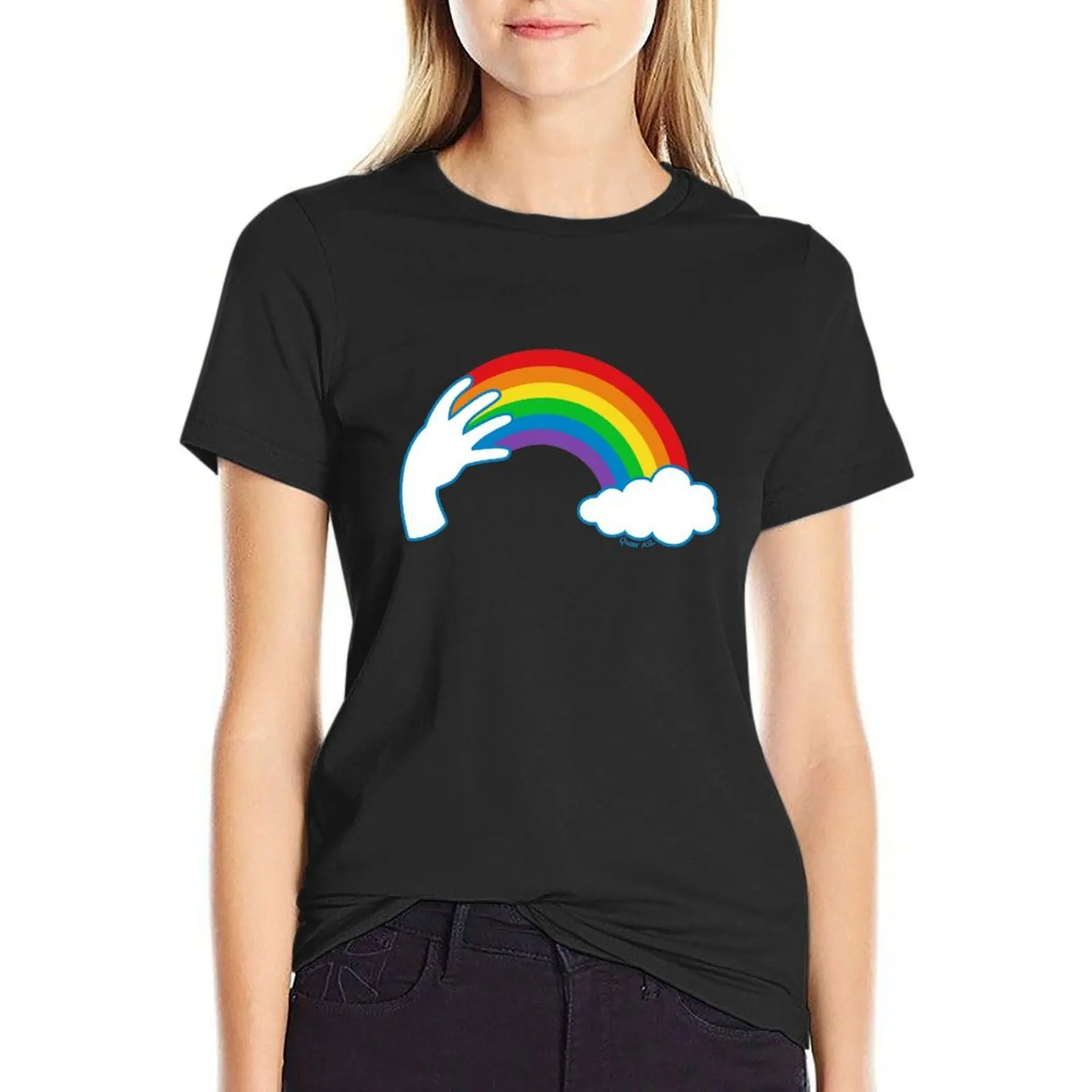 Queer ASL Rainbow - different shirt placements & options T-Shirt kawaii clothes cute tops funny t shirts for Women