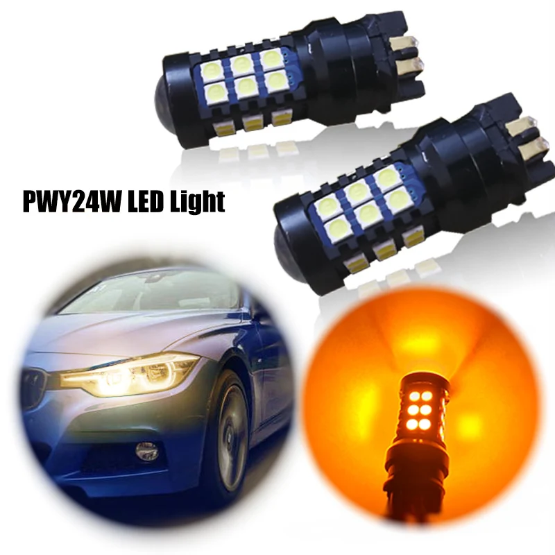 

1PCS Canbus PW24W PWY24W LED Bulbs For Audi BMW Volkswagen Turn Signal Light Daytime Running Light DRL Amber yellow White