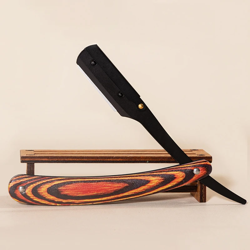 3 cores barbeiro navalha manual profissional barbeador borda reta plásticos navalha de aço inoxidável dobrável barbeador cortador barba