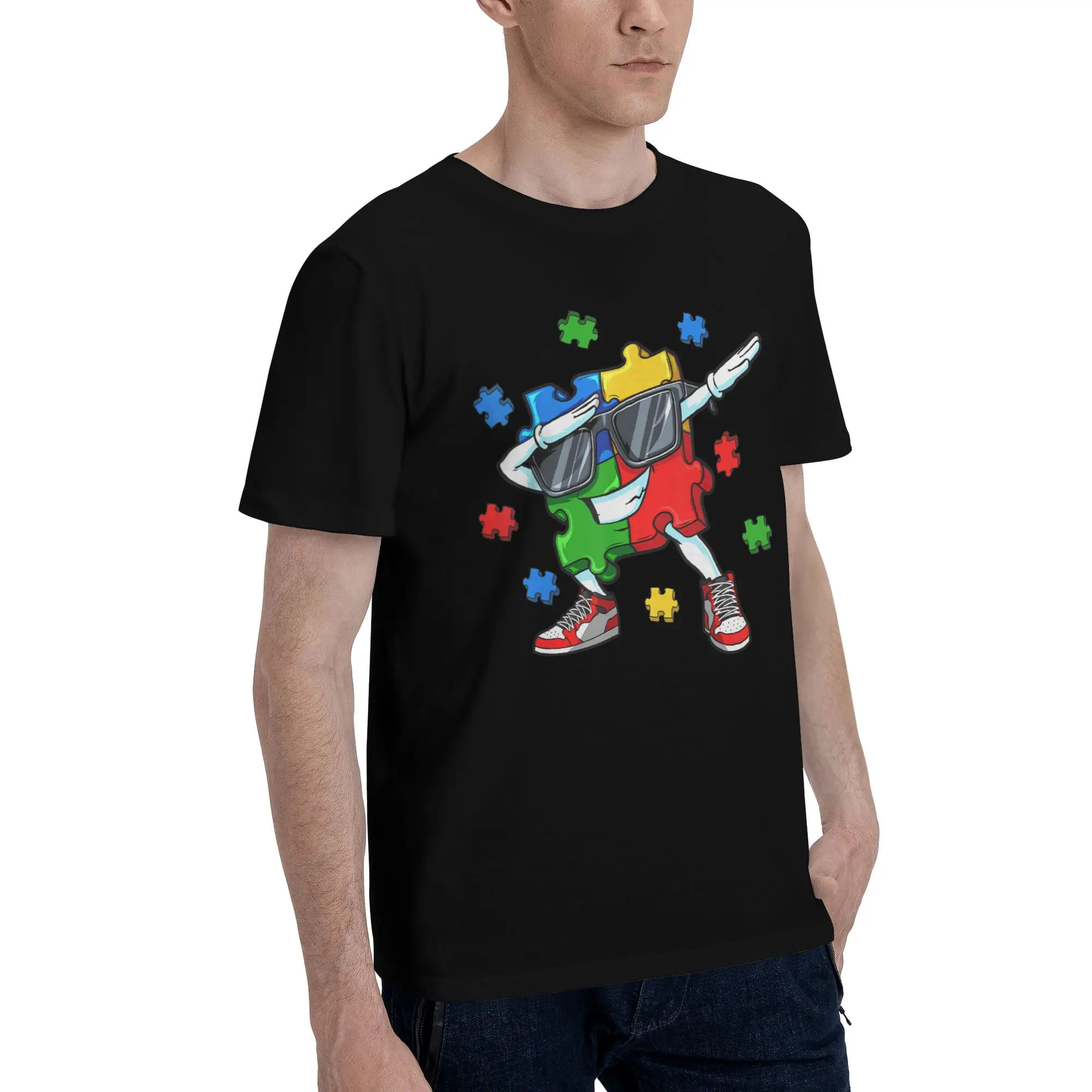 Fashion Dabbing Puzzle Autism Awareness T Shirt for Men Women  Cotton T-shirts Short Sleeve Clothes