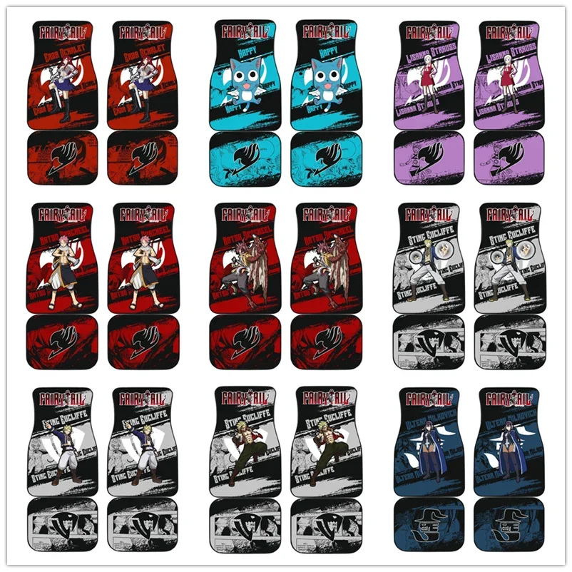 

Anime Fairy Tail Car Floor Mat Vintage Black Carpet Anti-Slip Rubber Mat Pack of 4 Car Accessories Car Floor Mats