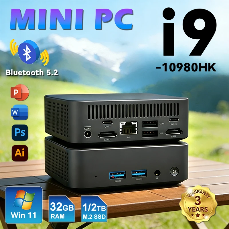 

2026 Intel Core i9 10980HK i3 6100U Mini PC Portable Computer Windows 11 Pro 1TB 2TB 16GB Gaming Computer Wifi6 BT5.2 Desktop PC