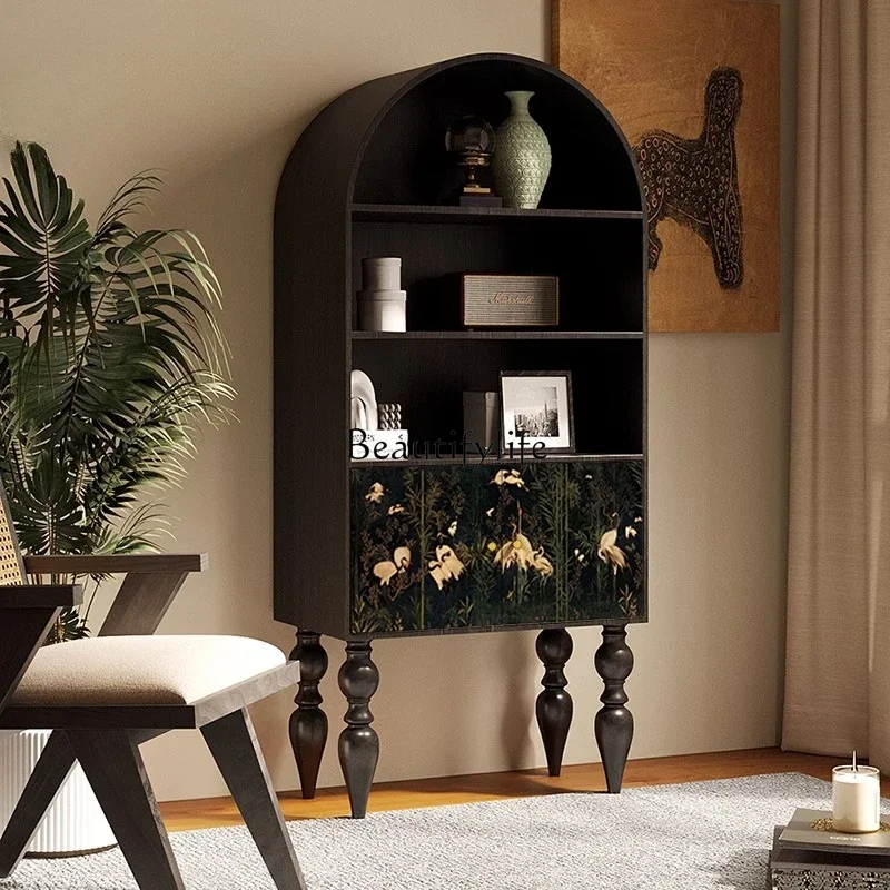 

LJY12French medieval crane solid wood living room bookcase integrated storage locker household