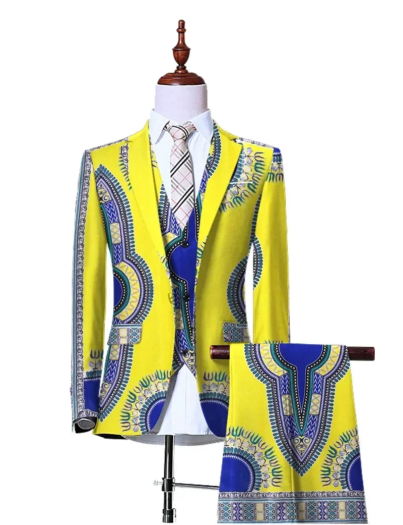 (Jacket+Vest+Pants)Blazers for Men 3 Piece Slim Fit Cowboy Wedding Men Suit Retro Gentleman Mens\' African Clothing 6XL WYN230