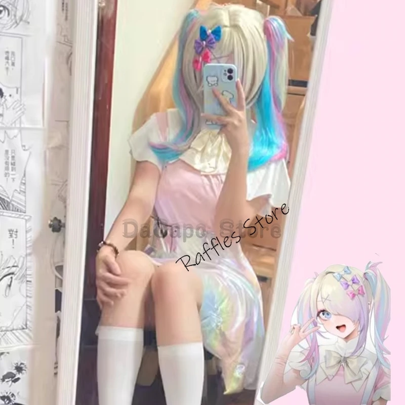 Need Girl Overdose Streamer Overload Ame KAngel Mix Cosplay Costume Rain Angel Needy Laser Girls Fancy Halloween Dress Wig