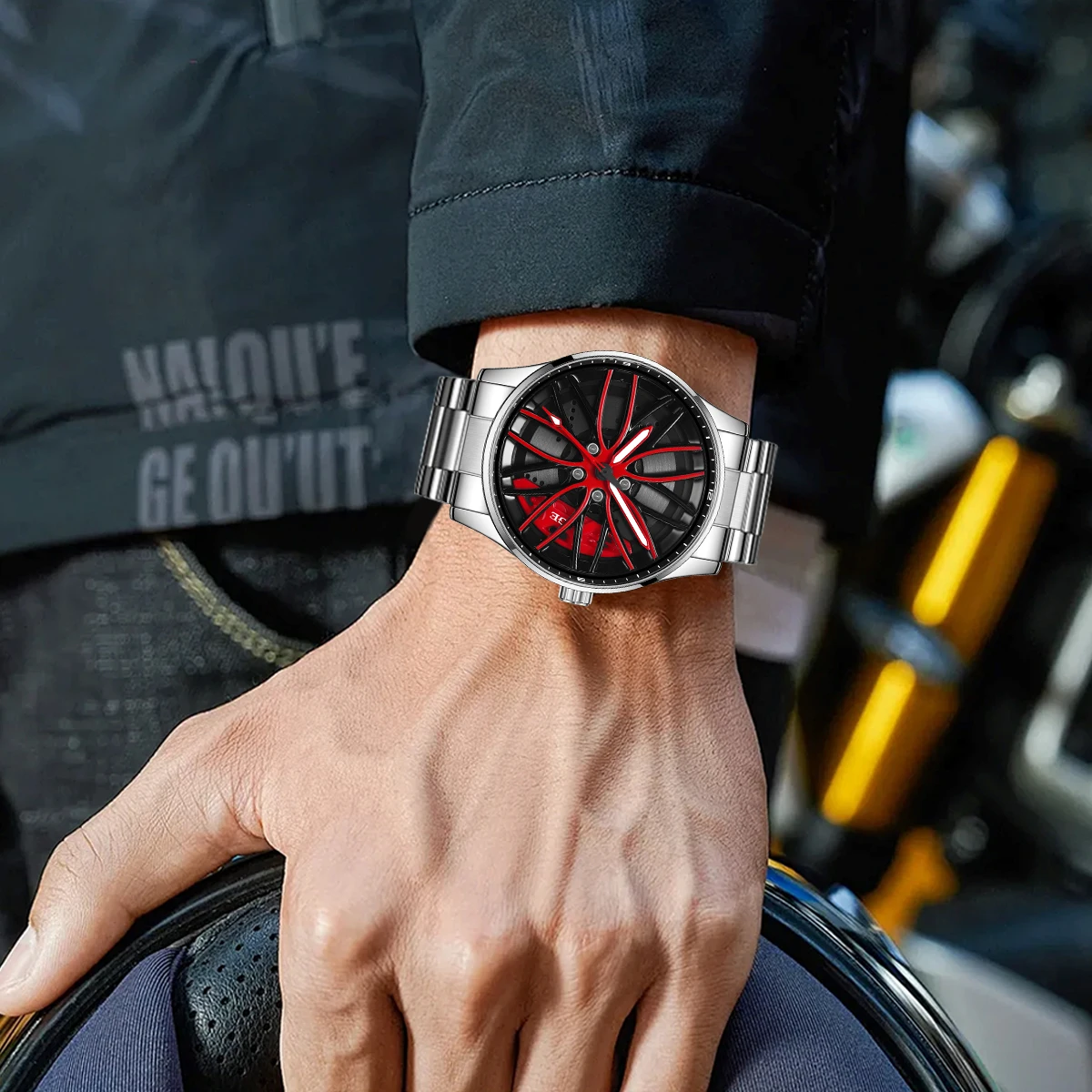 LIGE عجلة ساعة رجالية فاخرة مقاوم للماء الروتاري الرياضة سيارة حافة رجل ساعة عالية الجودة موضة أفضل بيع ساعات كوارتز رجالية