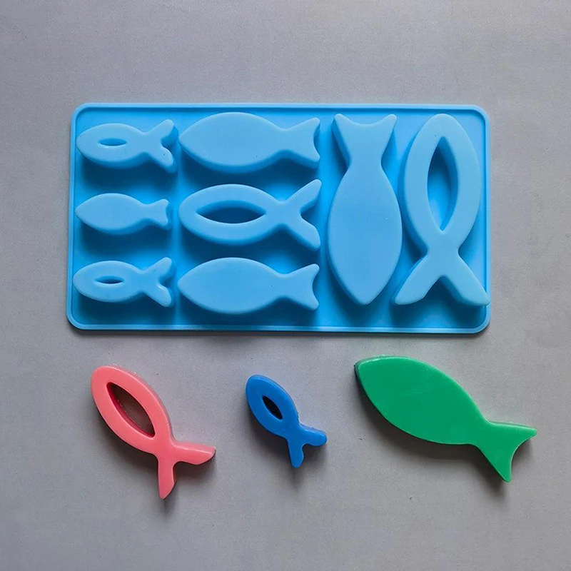 8 Cavities Animal Fish Shape Chocolate Mold Baking Tool Baking Pastry Tools Silicone Mould Ice Cube Tray Non-Stick Flexible