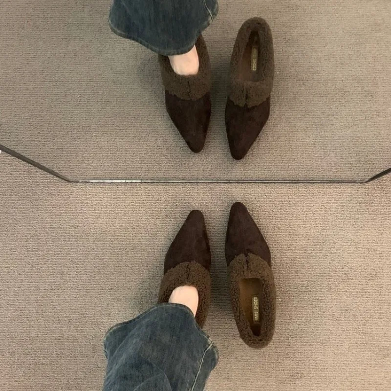 Suede Retro Lambswool Warm Cotton Shoes Women's Fall/Winter 2025 New Slip-on Inside Heightening Wool Shoes
