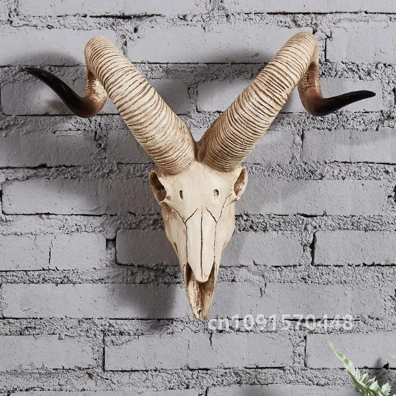 3D Resin Goat Antelope Animal Skull Head Home Decoration Wall Hanging Room Ornament Skeleton Crafts for Halloween Home Decor