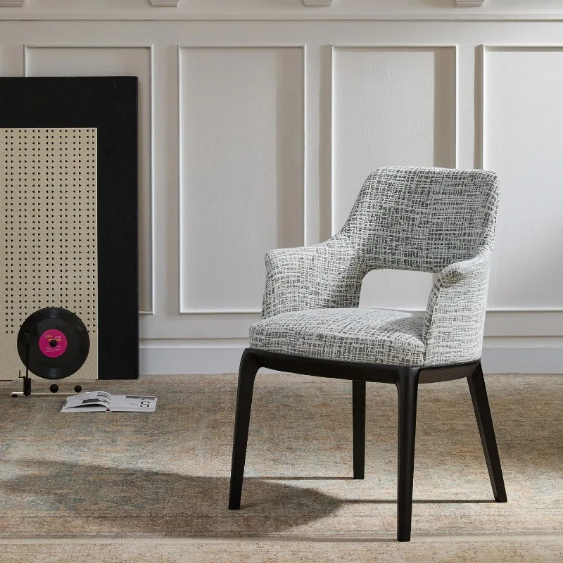 

Solid wood dining chair old money wind quiet luxury aesthetic leather back chair