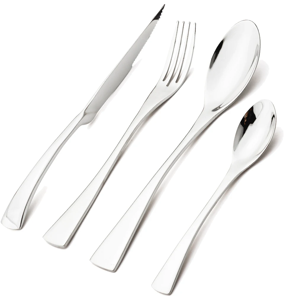 Luxury 4Pcs Tableware Set 304 Stainless Steel Dinnerware Fork Spoons Sharp Knife Western Silverware Kitchen Home Flatware Set