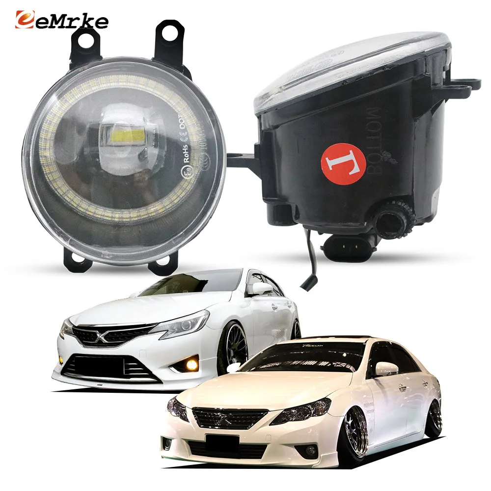

Светодиодные противотуманные фары с PTF-объективом для Toyota Mark X 2010 2011 2012 2013 2014 2015 2016, индикатор ширины обзора Angel Eye, дневной свет