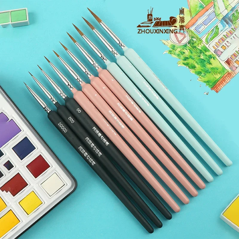 10 pcs set Hook line pen watercolor soft hair oil painting extra fine weasel hair Hand Painted brush gouache acrylic painting