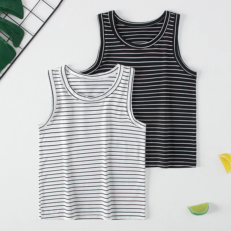 1/2/3 Pcs Children's Four Seasons Joker Striped Vest Boy Leisure Sports Comfortable Bottoming Shirt Girl Thin Cute Multicolor T
