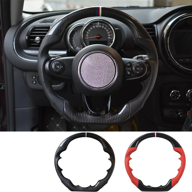 For MINI Cooper F54 Clubman F55 F56 F57 Real Leather Customized Interior Accessories Carbon Fiber Steering Wheel