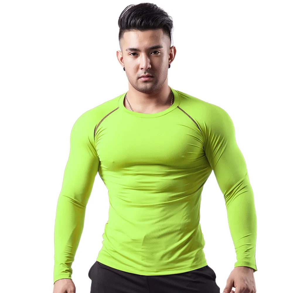 Gym Tight-fitting T Shirt Men High-elastic Sport Long Sleeve Tees Basketball Run Breathable Quick-dry Fitness Tops Male Clothes