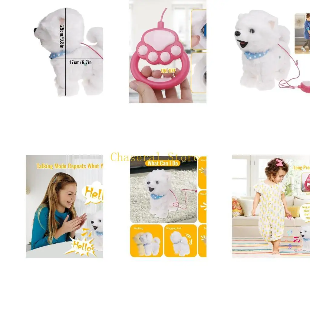 

E7ce Electric Singing Dog Toy Ходьба животное с поводками веревочная веревка Talk