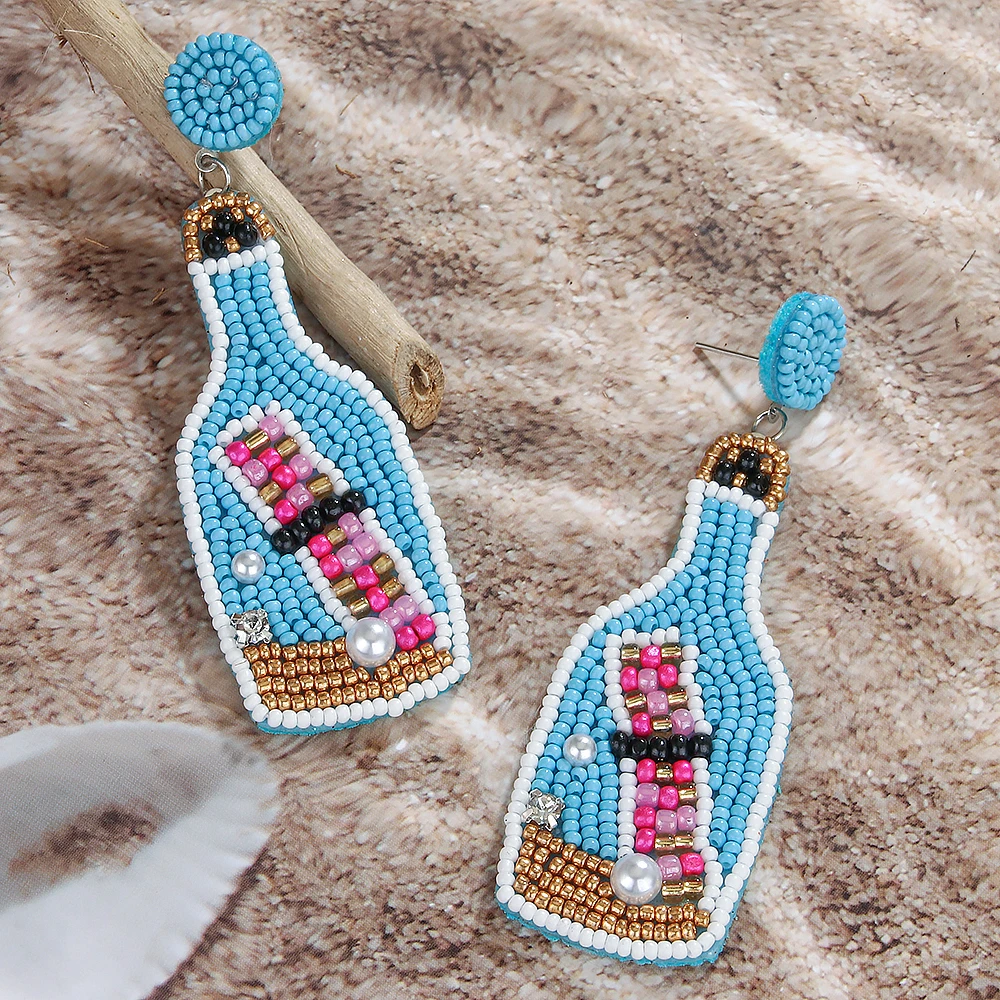 Unique Message in a Bottle Beaded Earrings Handmade Bohemia  Ocean Float Bottle Drop Dangle Earring Perfect for Anniversaries