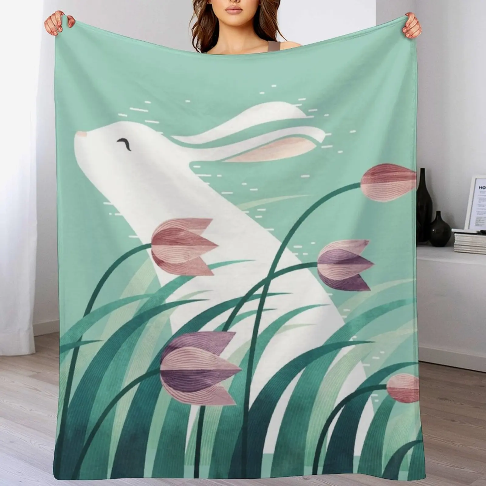 Rabbit, Resting Throw Blanket Elegant Warm Throw Blanket for Hotel Home