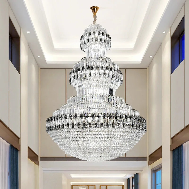 

Modern Luxury Crystal Villa Staircase Chandelier For Hotel Lobby Hanging Lamps Ceiling Led Indoor Lighting Light Fixture Decor