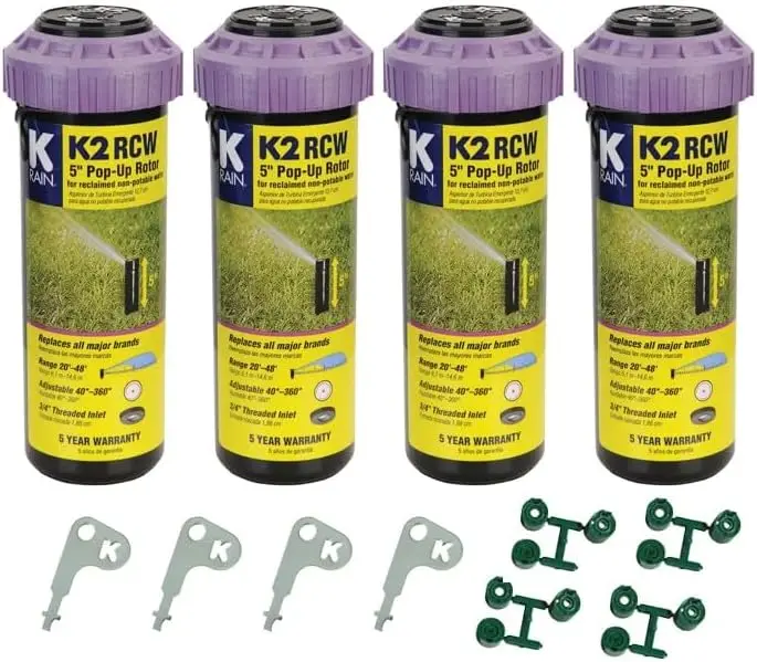 

3/4" Female Inlet 5" Pop-Up Nozzle | 2.5 GPM Single Stream | 40°-360° Arc Spray for Reclaimed Water | Pack of 4
