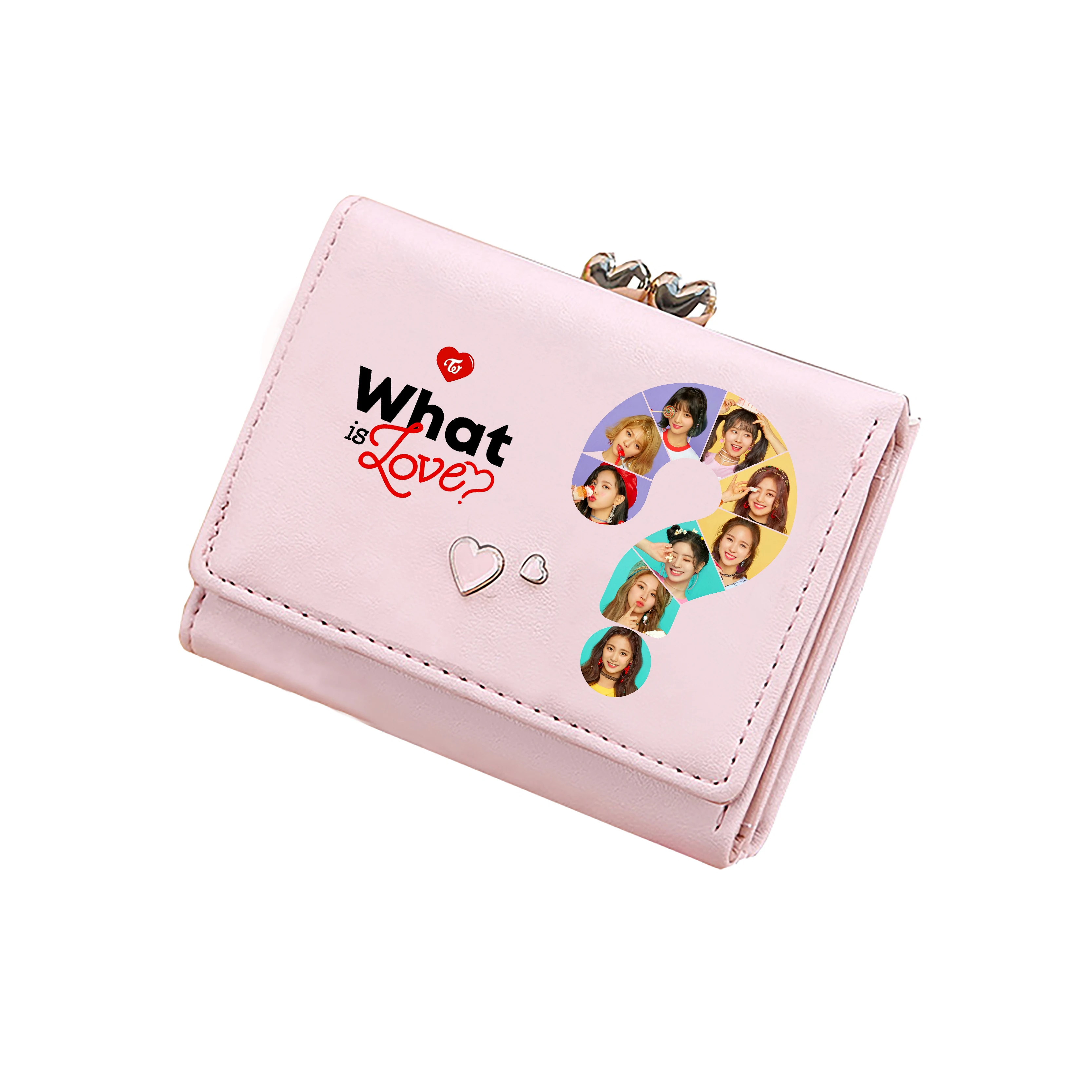 Kpop Twice Kwaii Women Short portafogli Cartoon ID Card titolari ragazze PU Leather Coins tasche Pink Money borse Mini pochette