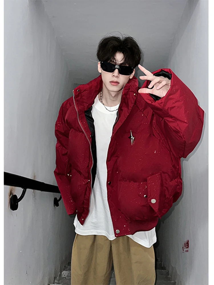 

Мужская утепленная зимняя куртка-пуховик в американском стиле, молодежная, свободного кроя, из полиэстера, на молнии