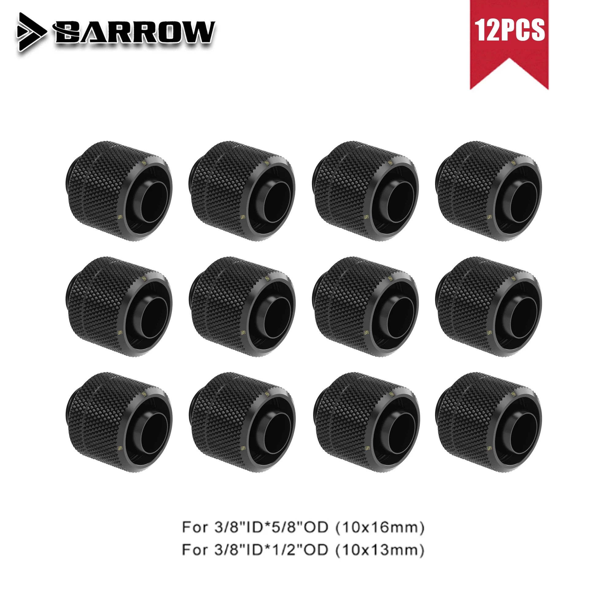 

Barrow THKN-3/8 , Soft Tube Fitting , G1/4" Adapter ,For 3/8"ID x 5/8"OD or 3/8"ID x 1/2"OD , Connector For Computer Case