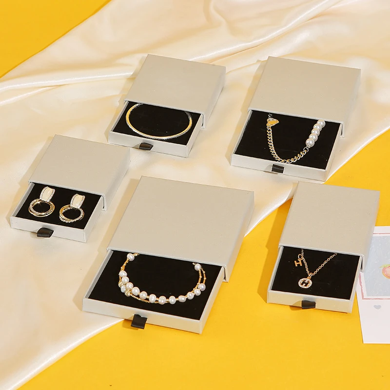 1 قطعة درج الورق الأسود سميكة كرافت صندوق تعبئة المجوهرات بطاقات المعايدة قلادة سوار هدية حزمة صناديق هدية حفلة