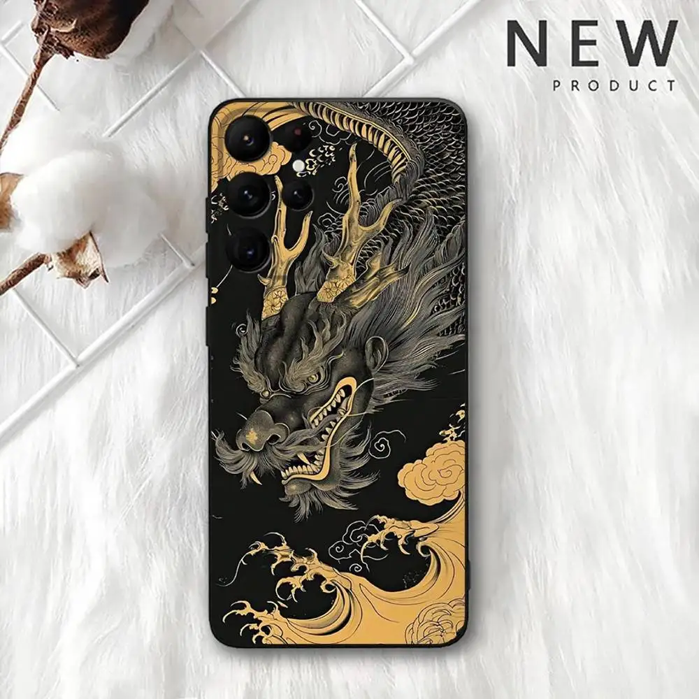 حافظة هاتف على شكل حيوان التنين لهاتف سامسونج S 25,24,23,22,30,21,10,9,Ultra,Plus,Lite,FE,4,5G حافظة سوداء ناعمة #3