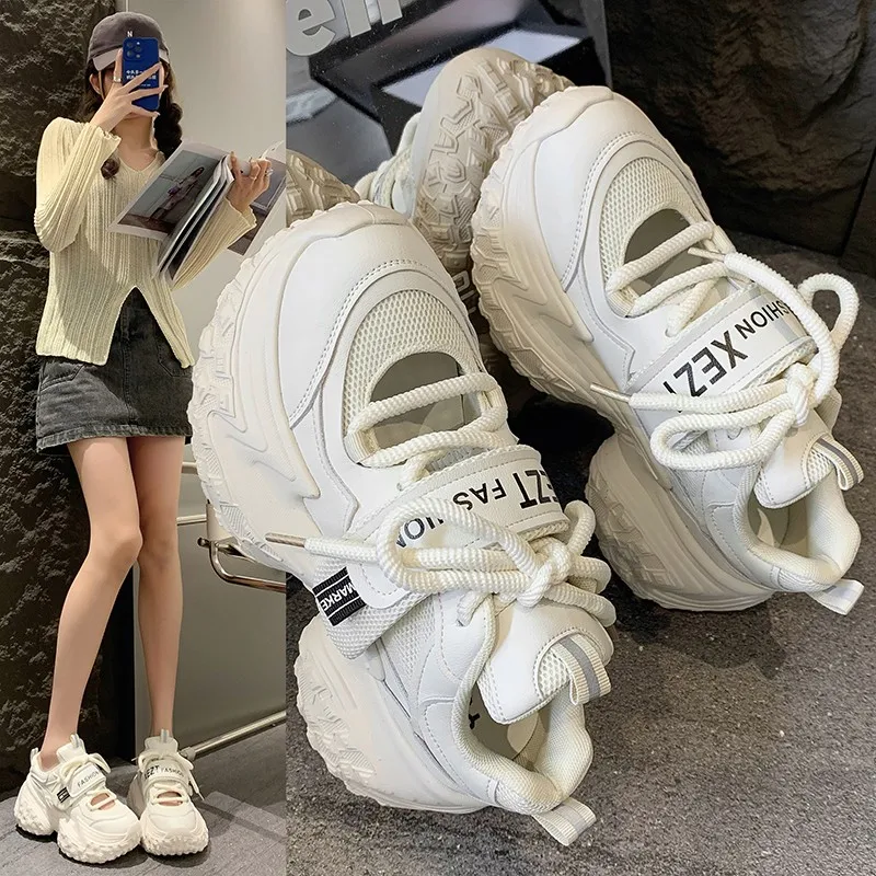 

Ummer Spring Chunky Platform Sneakers Women Breathable Lace Up Height Increase Shoes Woman Fashion Cute Sneakers Women Shoes