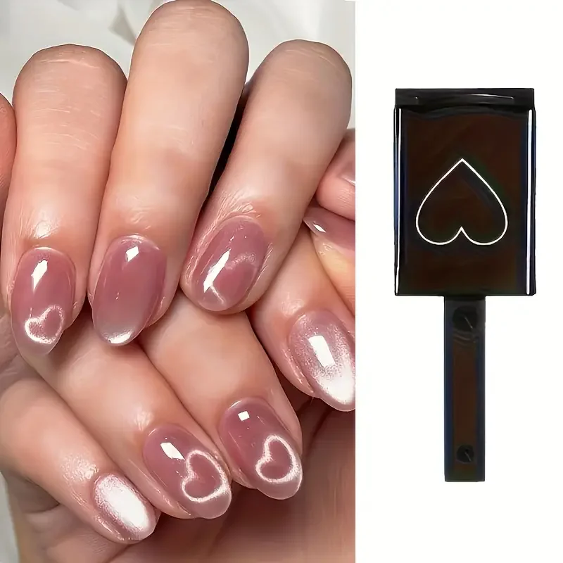 네일 아트 고양이 눈 하트 모양 자석, 고양이 눈 자석, 러브 패턴, 매직 자석, DIY 젤 연마, 마그네틱 도구에 적합, 3D 