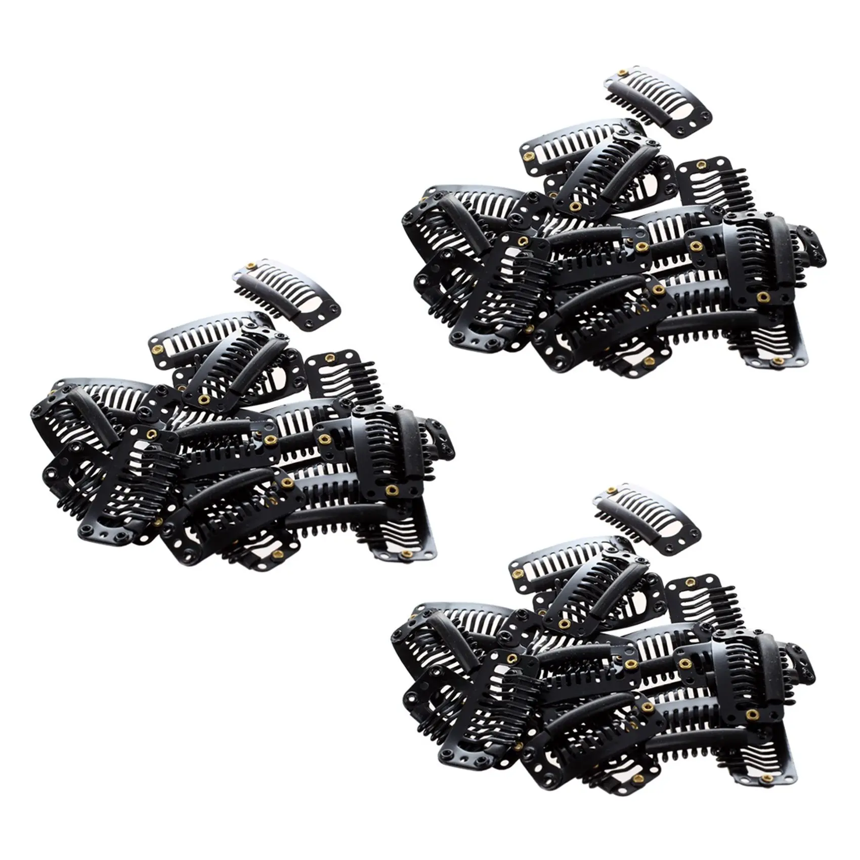 

60Pcs Black Nine-Tooth Clip for Hair Extension Snap Clip for DIY Use(Black)32MM L