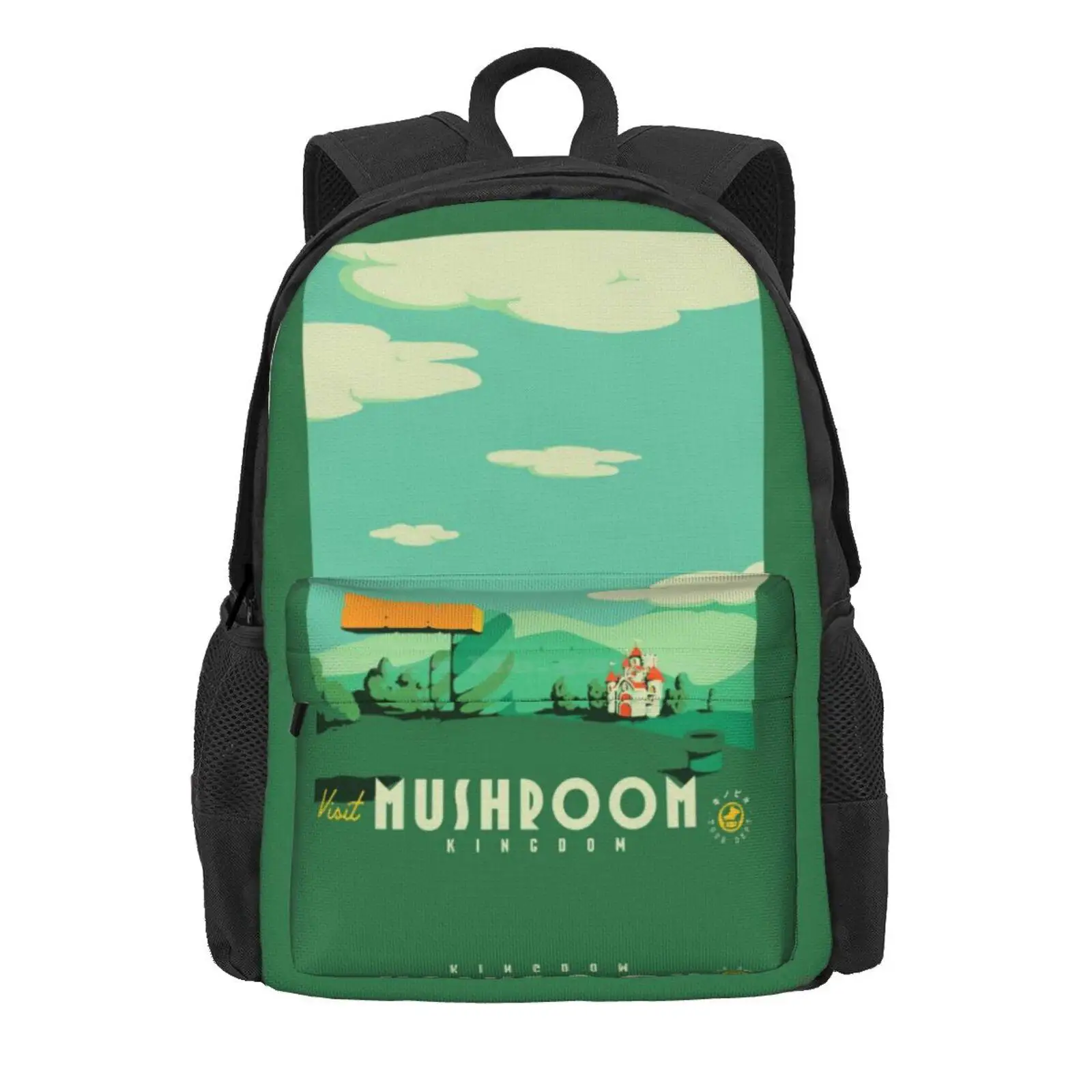 Visit Mushroom Kingdom Hot Sale Schoolbag Backpack Fashion Bags Vintage Travel Retro Adenture Greetings Explore Pop Culture