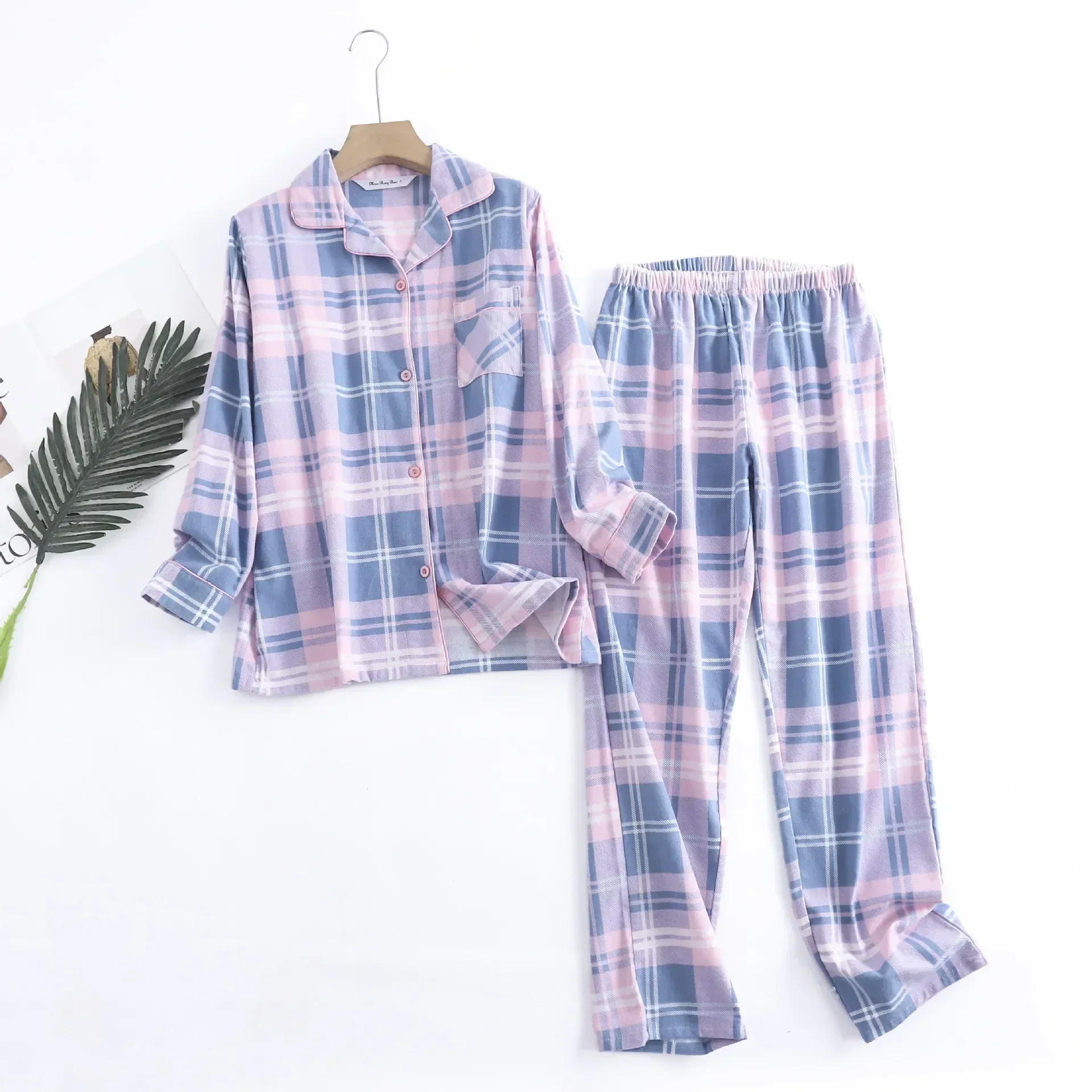 

Pyjamas Pajamas Flannel Wear Trouser Home Cotton Printed Sets Long Women Simple Pant Winter And Autumn Sleeve Suit Loose For