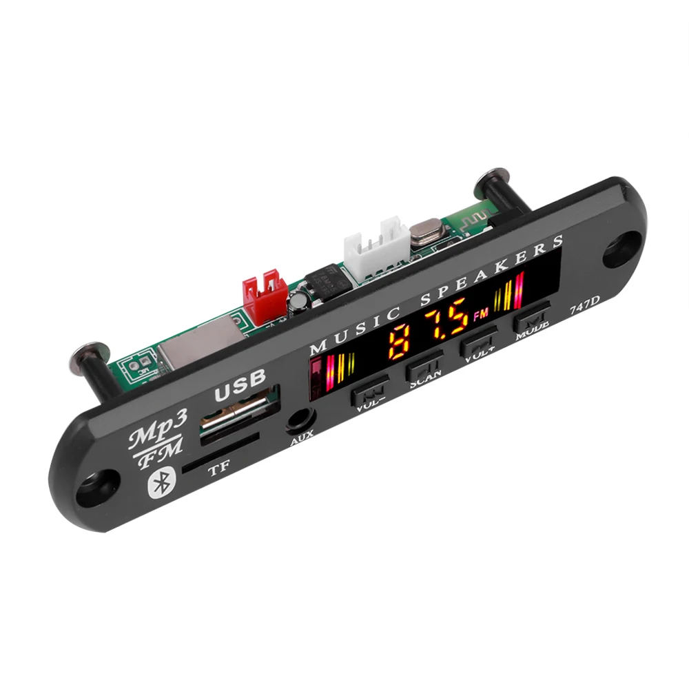 Kebidu 9V-12V Car MP3 WMA Decoder Board Audio MP3 Player USB TF FM Radio Module Wireless Bluetooth 5.0 LED Color Screen For Car