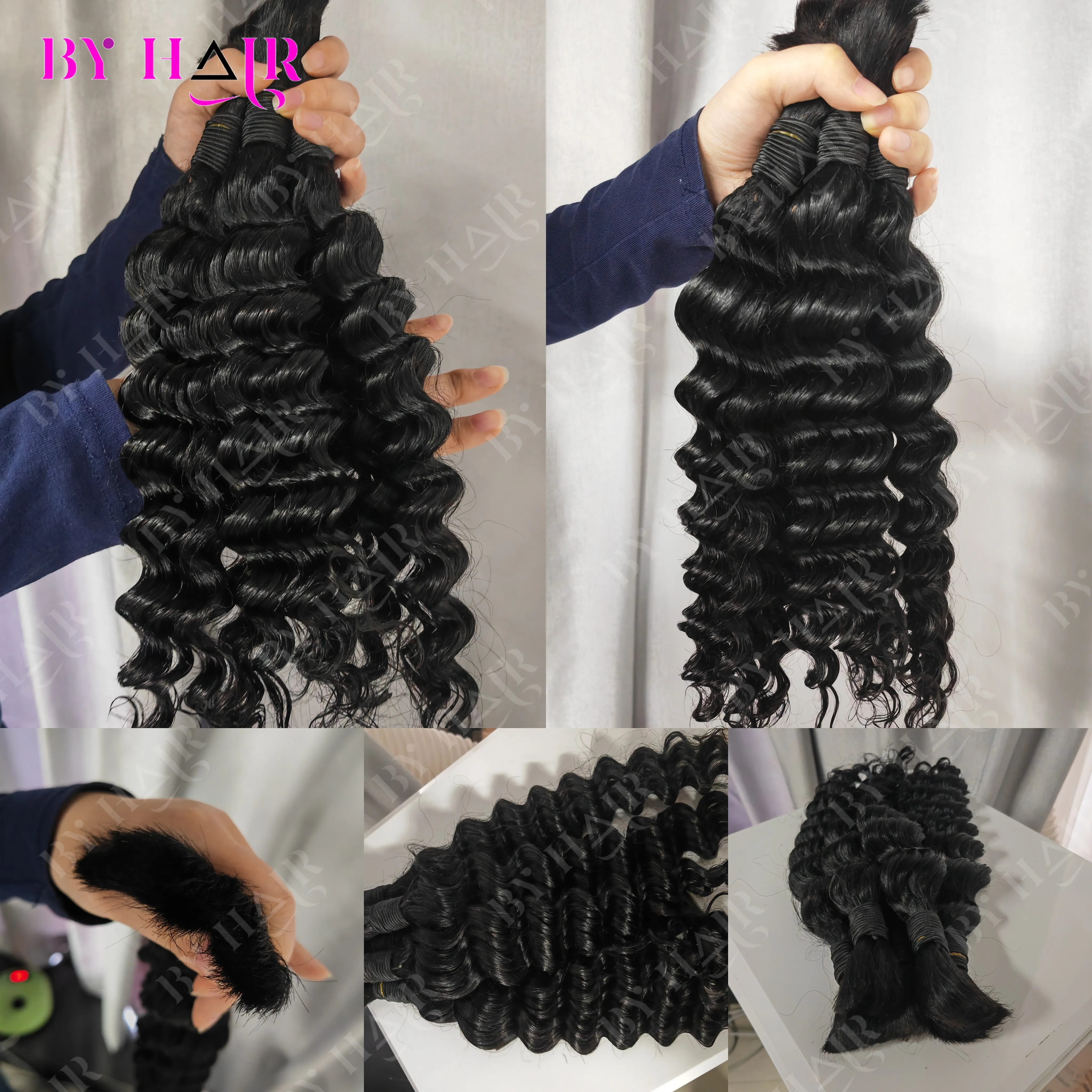 

12A Deep Wave Bulk Human Hair Braiding Hair 50g 100g No Weft 100% Human Hair Bundles Micro Human Braiding Hair for Boho Braids